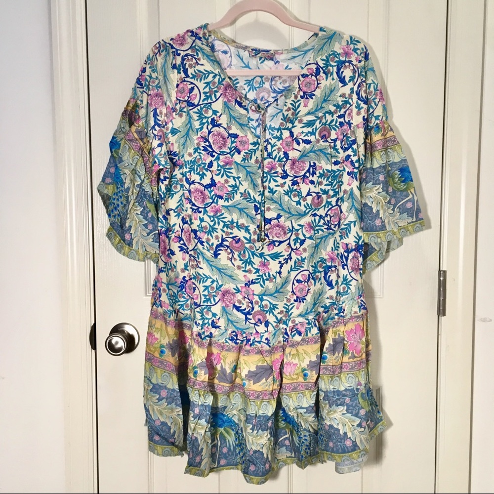 Floral Boho Gypsy Flutter Sleeves Dress